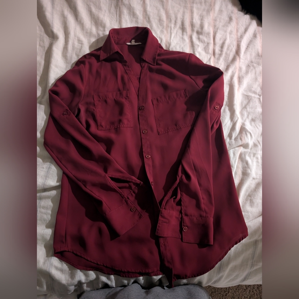 Burgundy Button-Up Maurice's Shirt